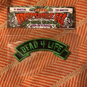 Kreepsville 666 Dead 4 Life iron on goth patch